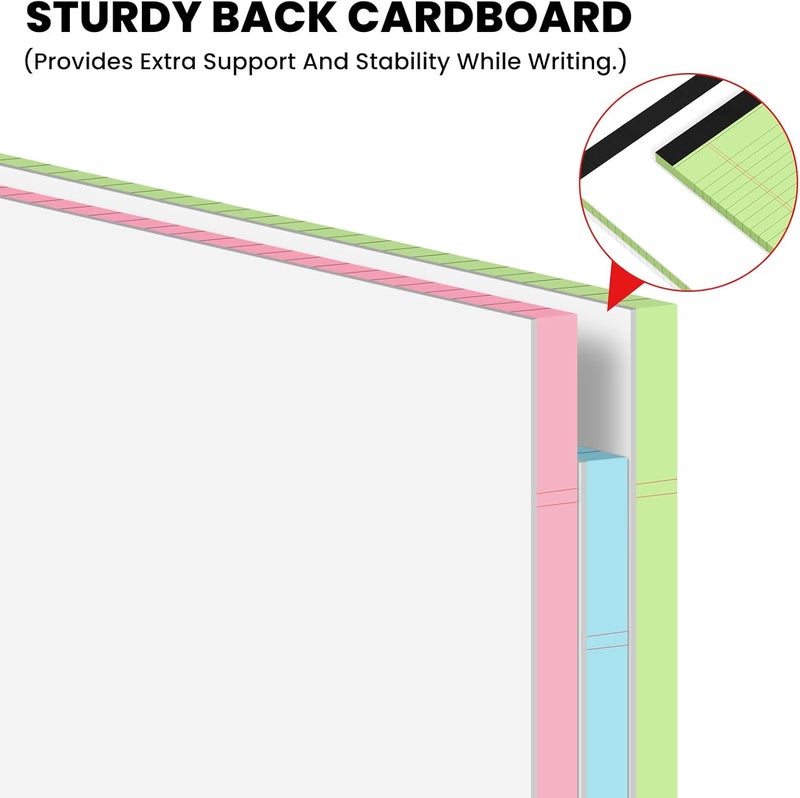 Ciphyfee 3pcs Legal Pads 8.5 x 11,Notepads 8.5 x 11 Inch, 30 Sheets/Pack, Color Note Pads Clear Print Writing Pads of Paper, Perforate Wide Ruled Lined with Sturdy Back for Office, Business & School Supplies - Image 4